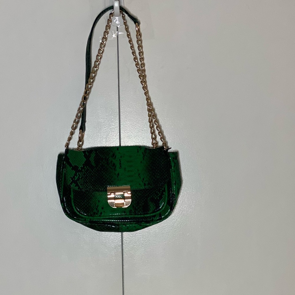 Black And Green Python Embossed Crossbody Bag - image 1